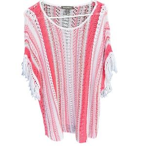 Tommy Bahama Linen Blend Crochet Fringe Swimsuit Coverup Size L/XL